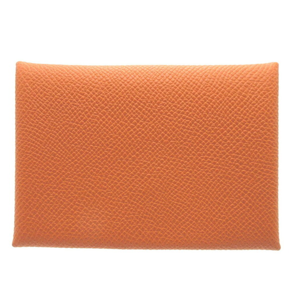 HERMES U engraved Calvi duo Epsom Coin case Coin Pocket Gold brown